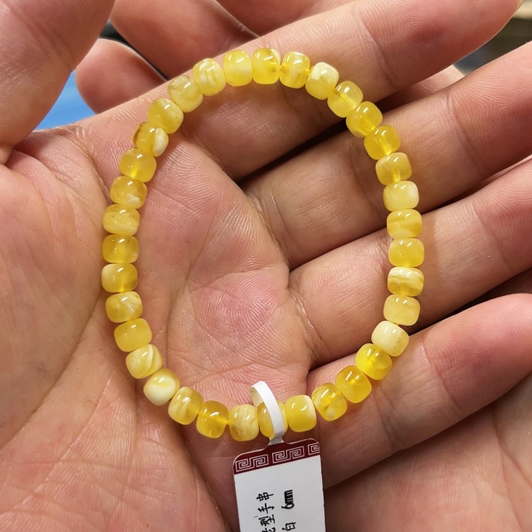 琥珀未镶嵌手链金白蜜