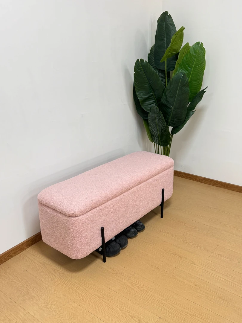 储物换鞋凳床尾凳粉色休闲长凳