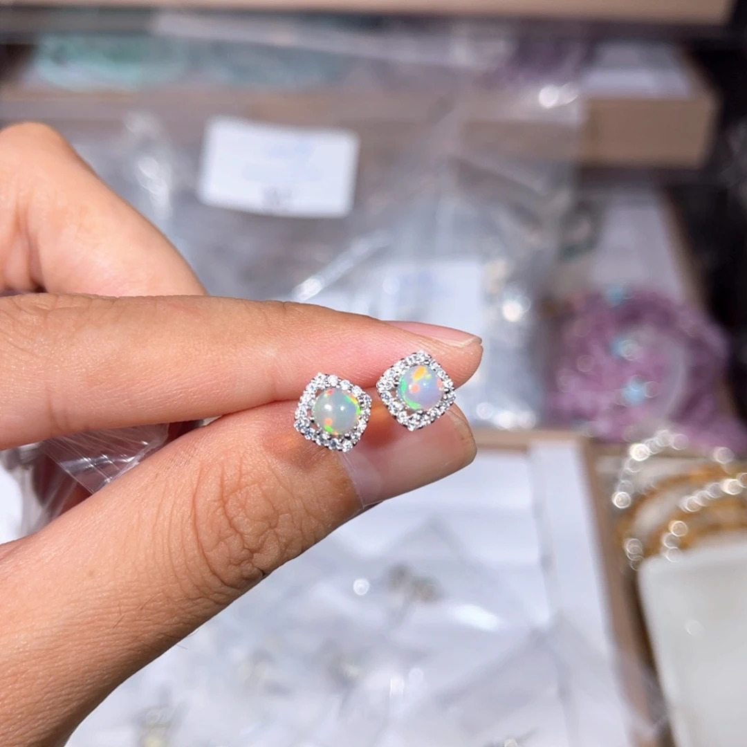 欧泊银S925镶嵌珠宝奇石欧泊008