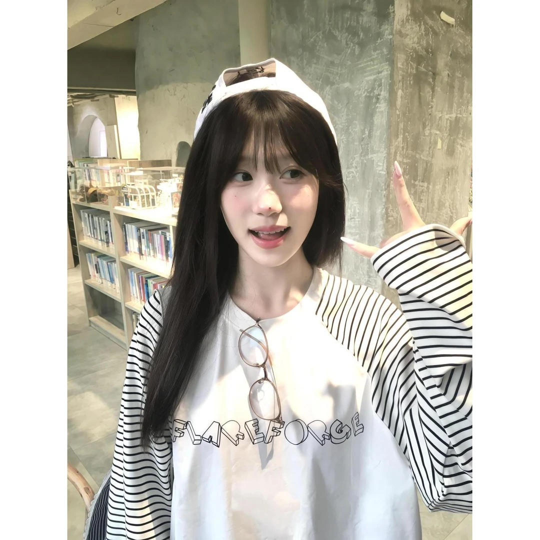 韩系松弛感秋冬季宽松休闲百搭学院风长袖t恤女个性韩版通勤上衣