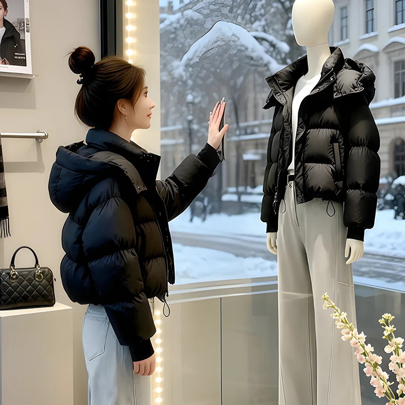 SHALLDOER【劳伦秀场】气质百搭棉衣女秋冬设计感连帽高级感棉服