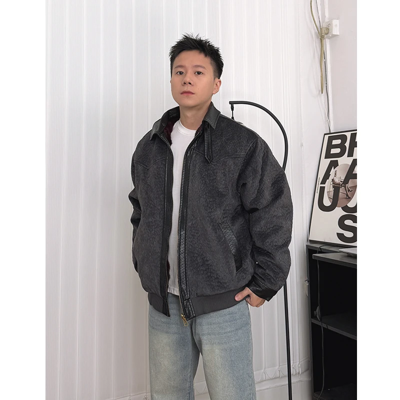 WK叁金【小个子座山雕夹克】老钱风翻领毛内里短款外套男加厚上衣冬