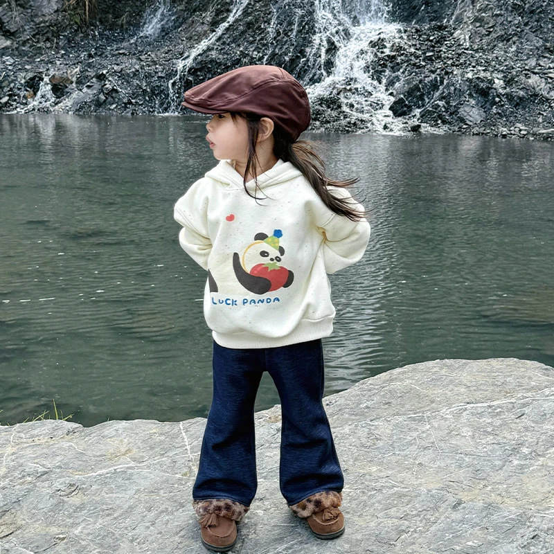 43099儿童加绒牛仔喇叭裤时尚洋气女童