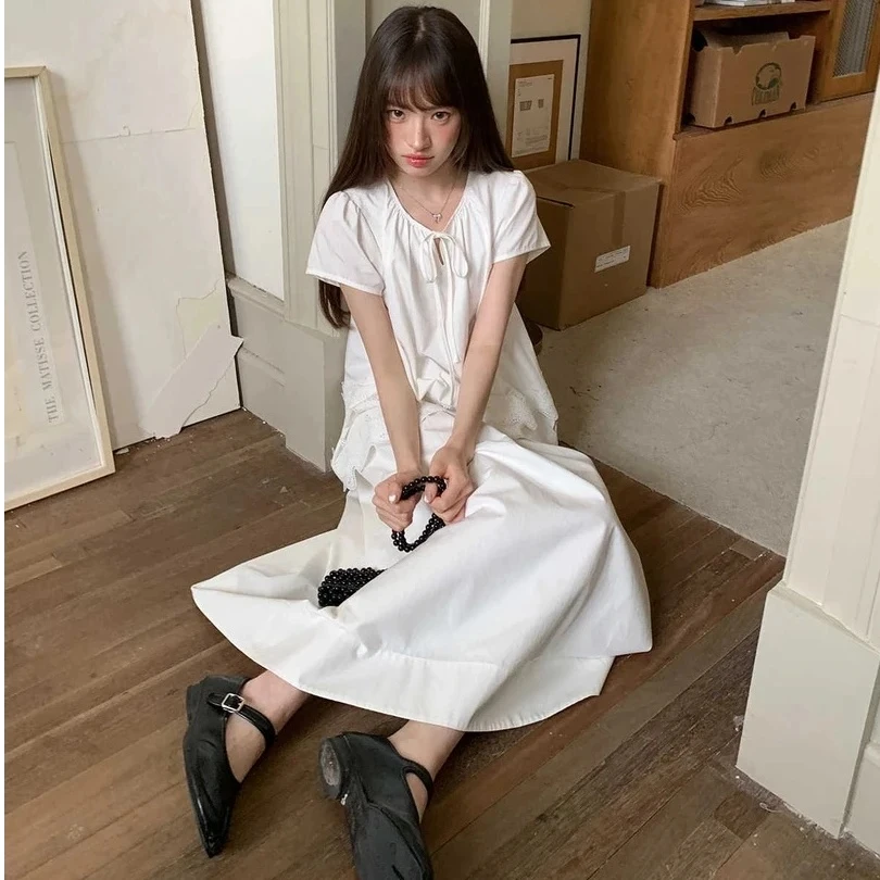 原宿风白色法式气质街头风衬衫时尚休闲风甜美层叠花边双层短袖衫