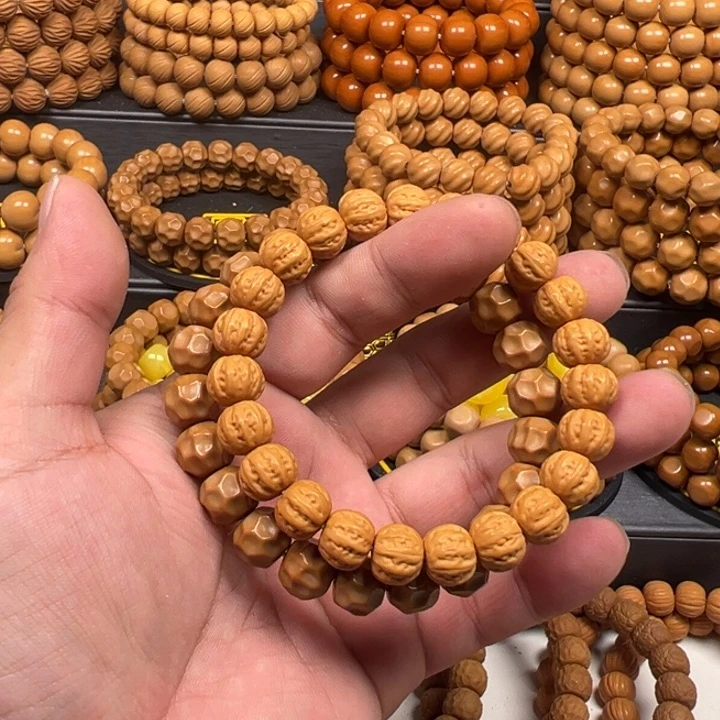 猴头核桃手串黑*小京八棱+黑金无相