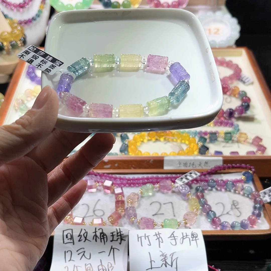 萤石未镶嵌萤石8m彩虹桶珠