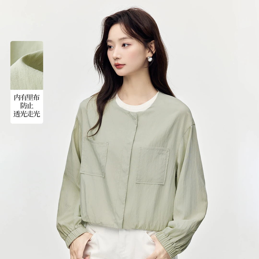 【年货穿新衣】茵曼春季简约休闲轻薄外套女时尚宽松小个子短款上衣