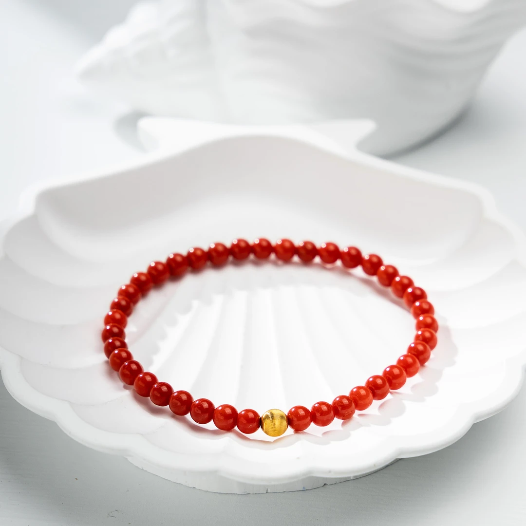 【小袁甄选】珊瑚手串-SH05-多样性发其一-18k镶嵌