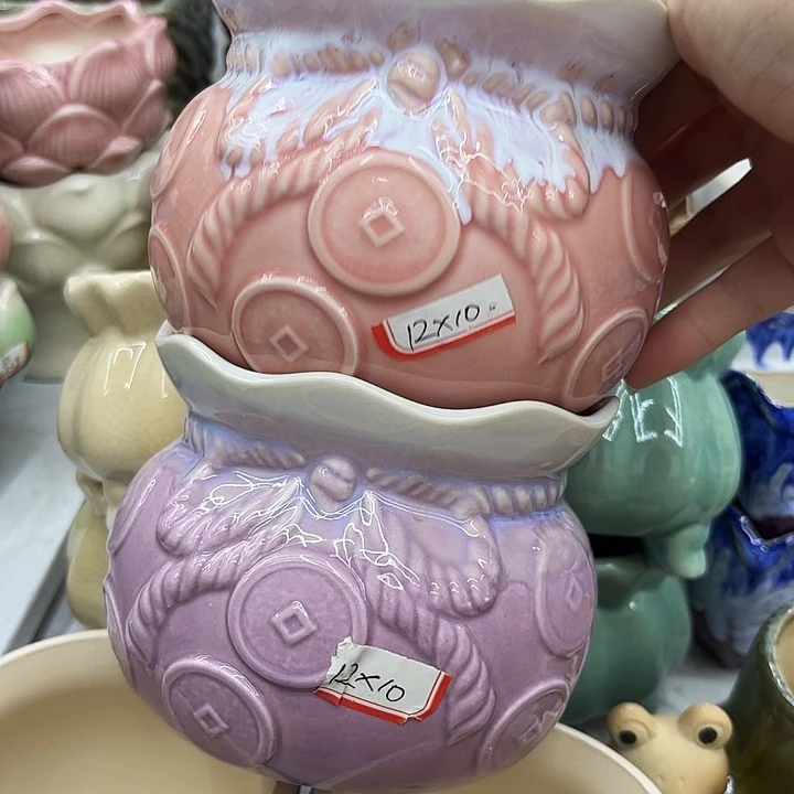 多肉绿植陶瓷花盆9.9包邮，有孔