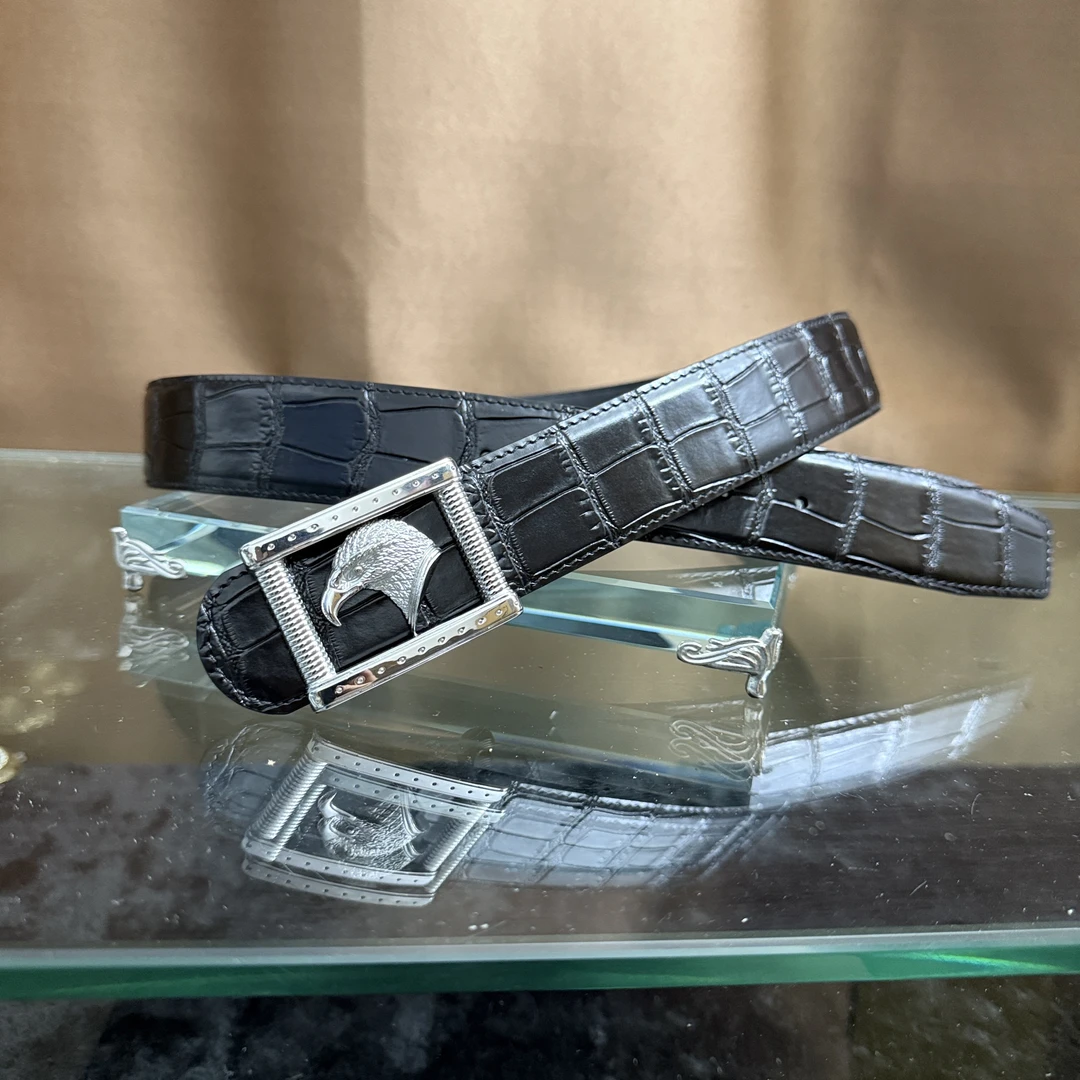 史蒂芬新款百搭男士皮带高档休闲老鹰头牛皮腰带青中老年时尚商务