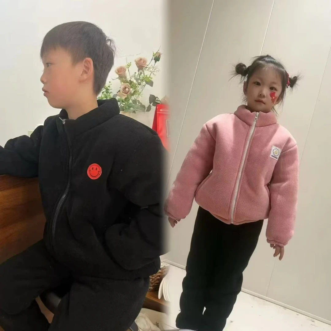 2058  花嫂家自制儿童胸标三层加厚可外穿家居服套装