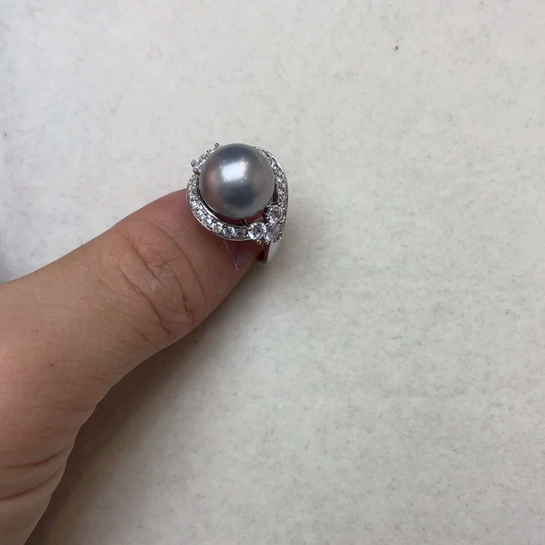 戒指银S925镶嵌海水珍珠