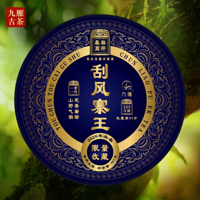 九雁2025年刮风寨王古树茶 普洱生茶 古树纯料357克饼