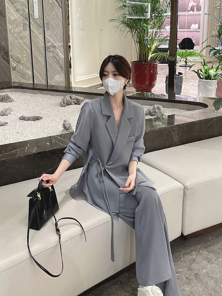 5054春季上新薄西装套装女高级感时尚职业高端阔腿裤轻奢两件套