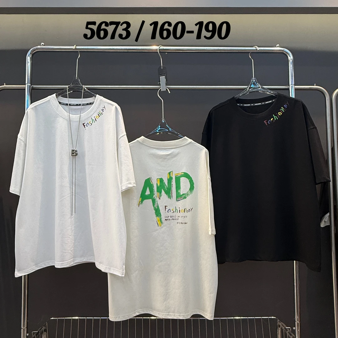 【5673-白色】潮品圆领T恤