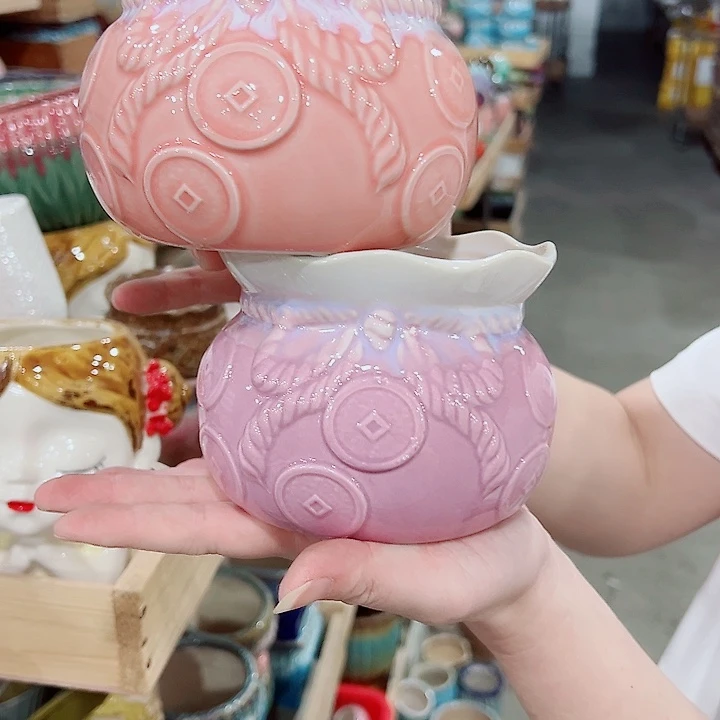 有孔，凑单福利满10元发货陶瓷多肉花盆！