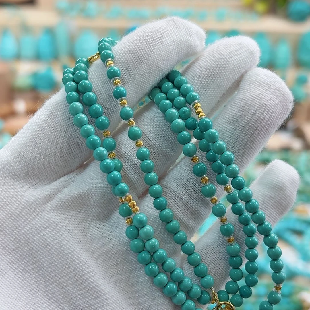 绿松石18K金镶嵌珠宝奇石3.8