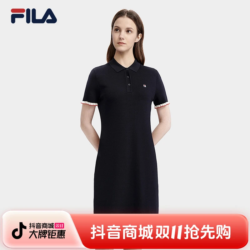 【流光风】Fila/斐乐时尚休闲简约百搭秋季百搭翻领女运动连衣裙