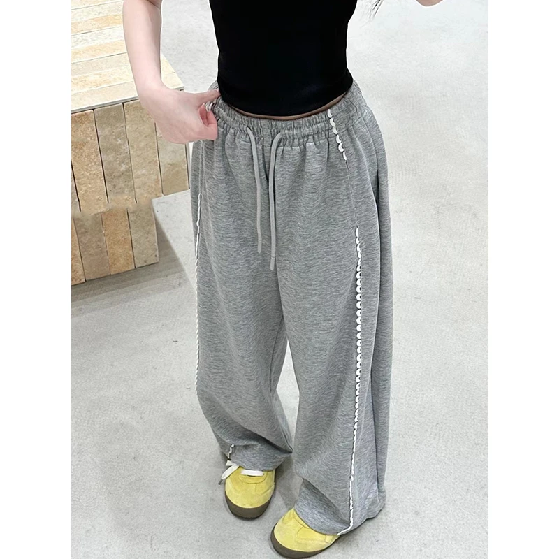 K28754花边女童休闲裤2025新款夏装儿童裤子女大童宽松运动裤薄潮