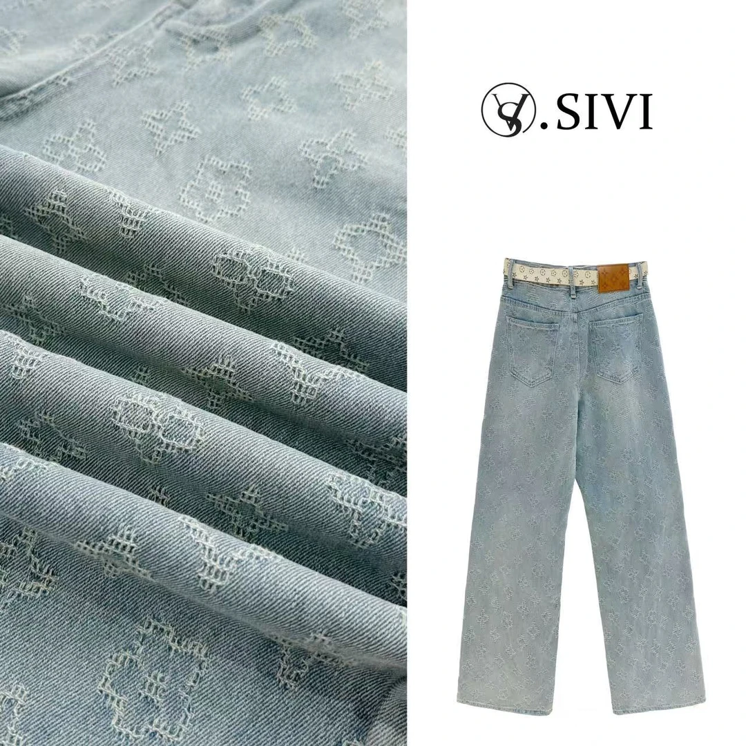 熙薇【天花乱坠】2025早春新款时尚休闲直筒牛仔裤H1040