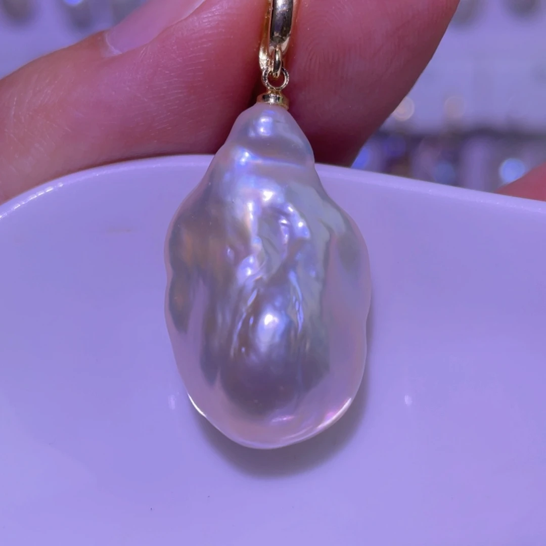 淡水珍珠银S925镶嵌天然淡水珍珠吊坠