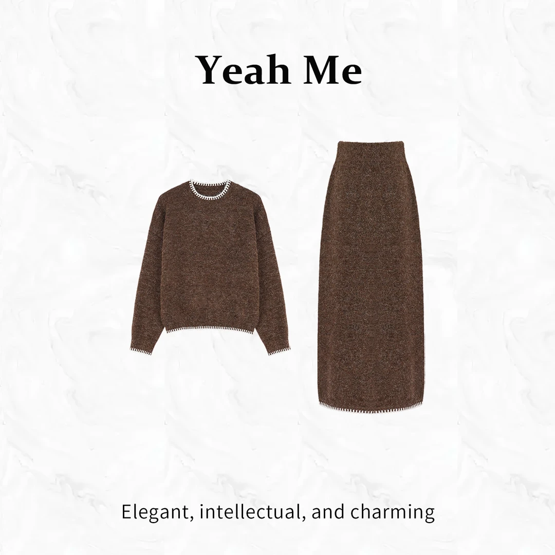 Yeah Me/也觅【秋色素典】秋季新款古典高贵感气质半身裙套装穿搭女