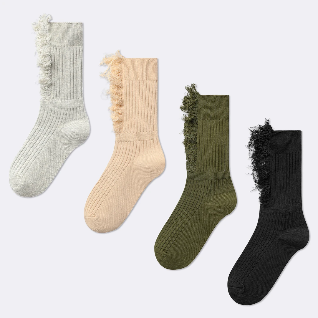 袜say 破洞乞丐袜子女ins玛吉拉走秀款中筒袜堆堆袜街头潮流棉袜