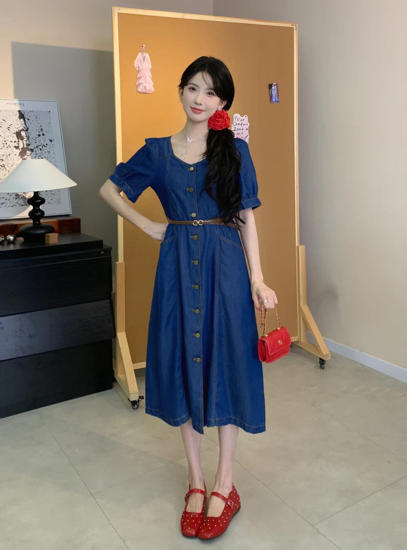 25款桃心领莱赛尔天丝牛仔连衣裙