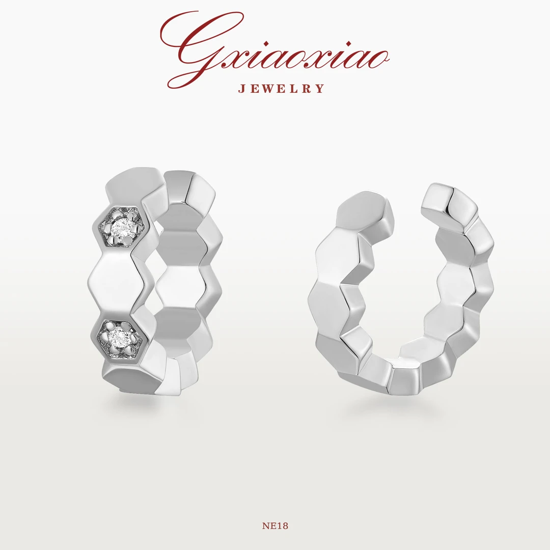 镀K金 蜂巢耳夹银色轻奢气质高级感 NE18