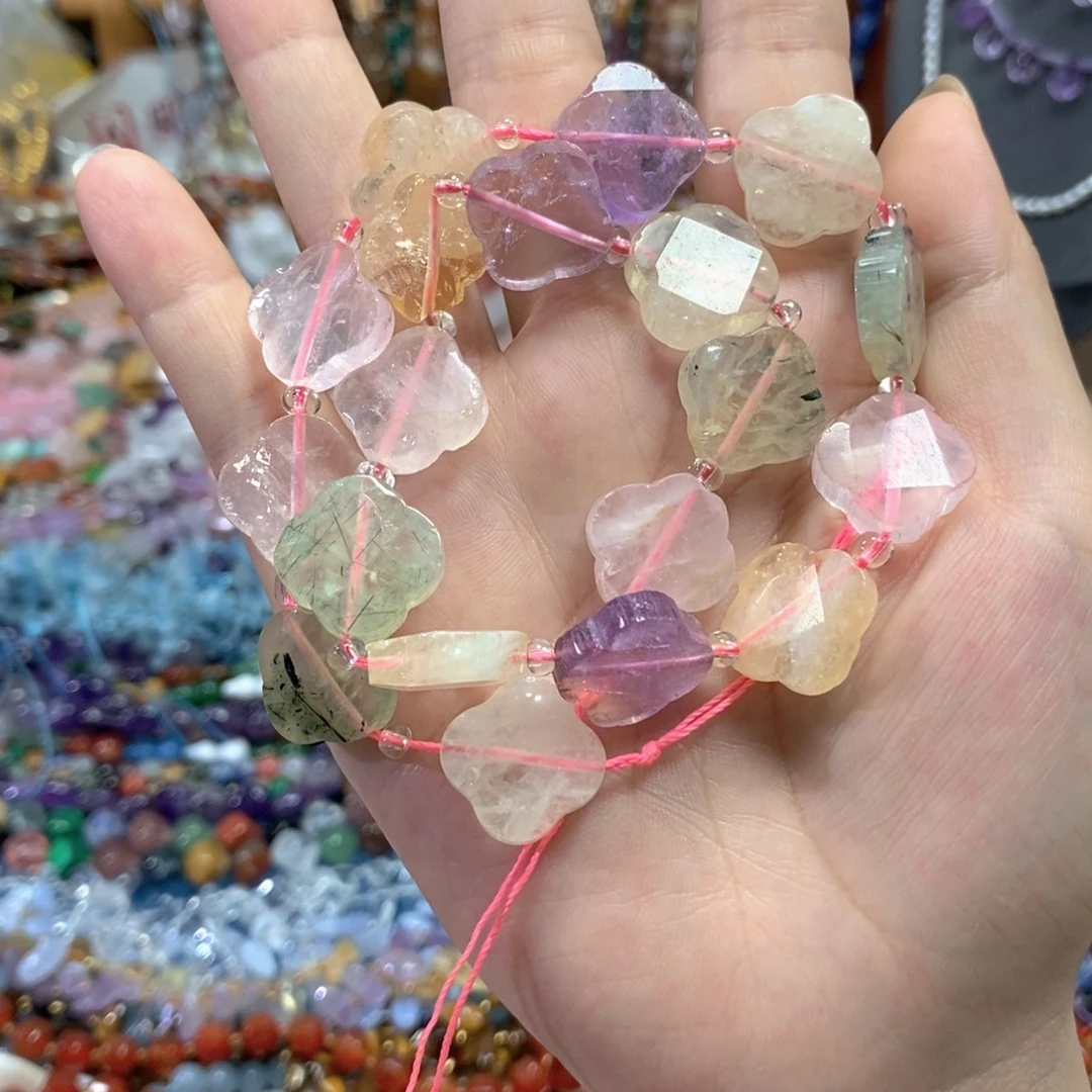 玛瑙/玉髓合金珠宝半成品多宝水晶花一条卡20mm