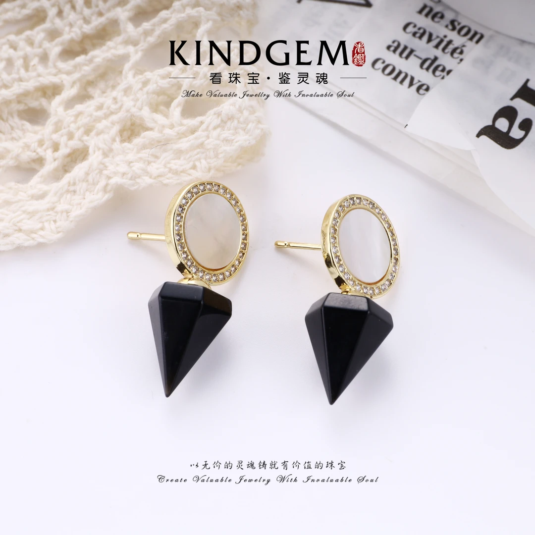 轻奢个性设计高级感玛瑙小众时尚百搭耳环 C-34219
