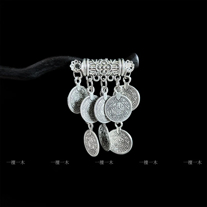 复古新中式圆盘黑檀木发簪古风盘发挽发木簪旗袍马面裙高级感配饰