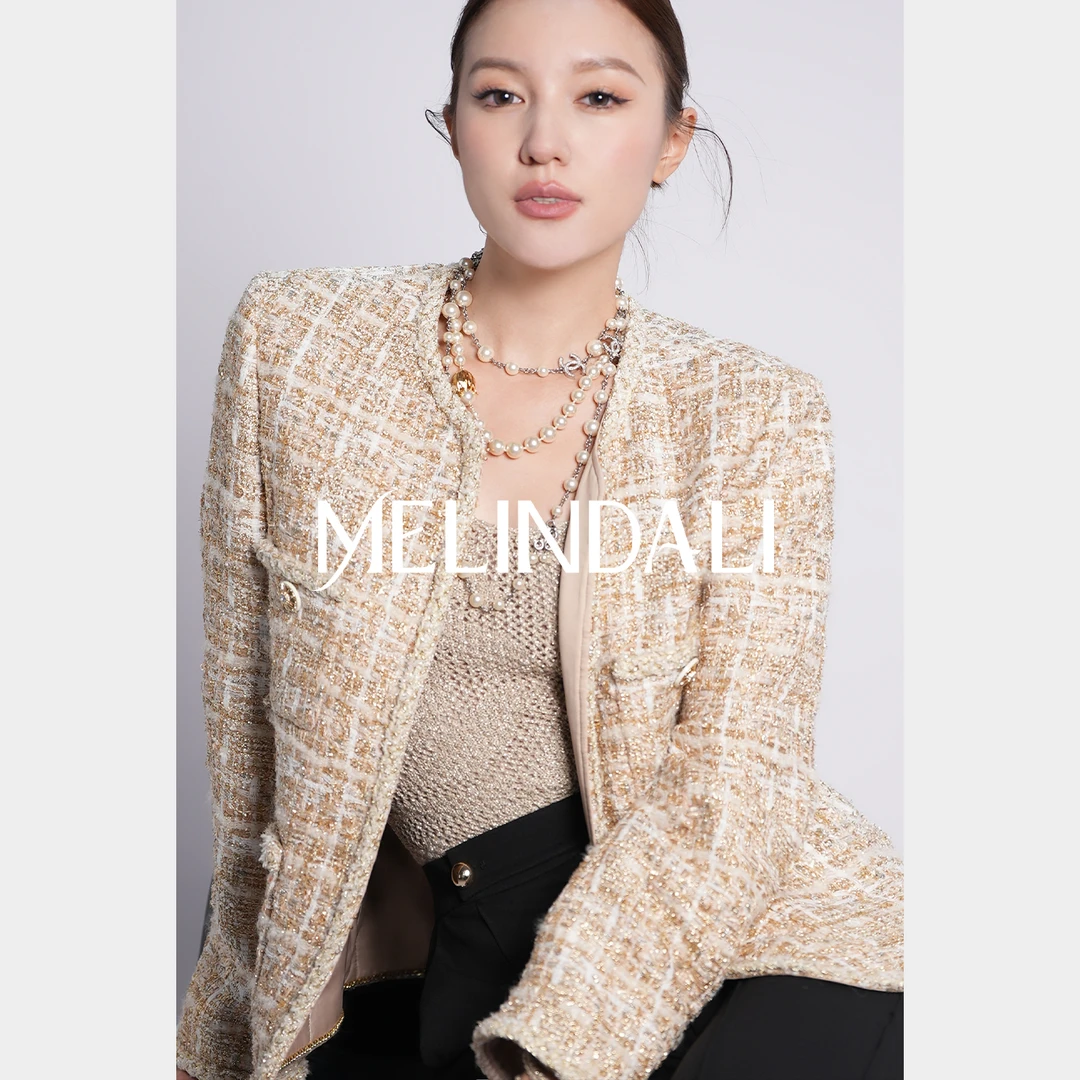 Melinda Li【挚爱白金】黑标法国进口Jules Tournier粗花呢小香外套