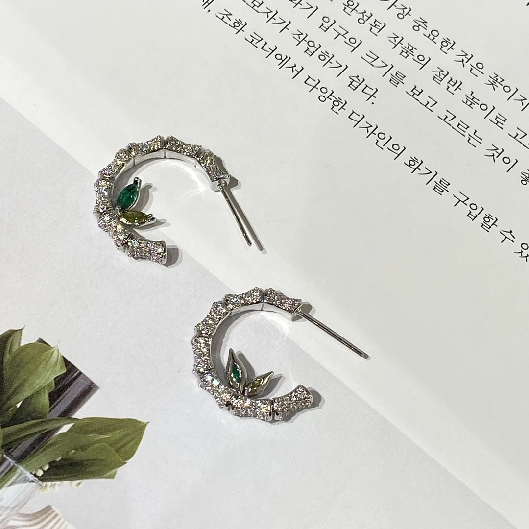 铜合金合成锆石耳饰 简约百搭轻奢耳饰 A297