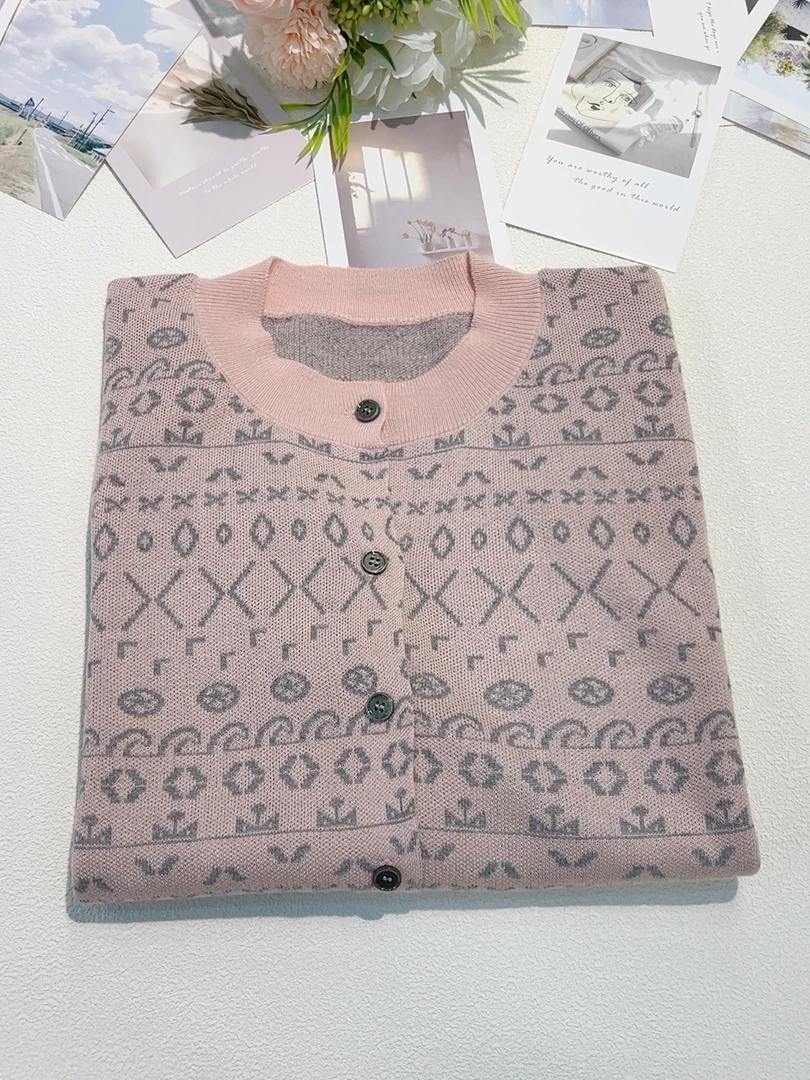 初秋家春季新款提花针织衫