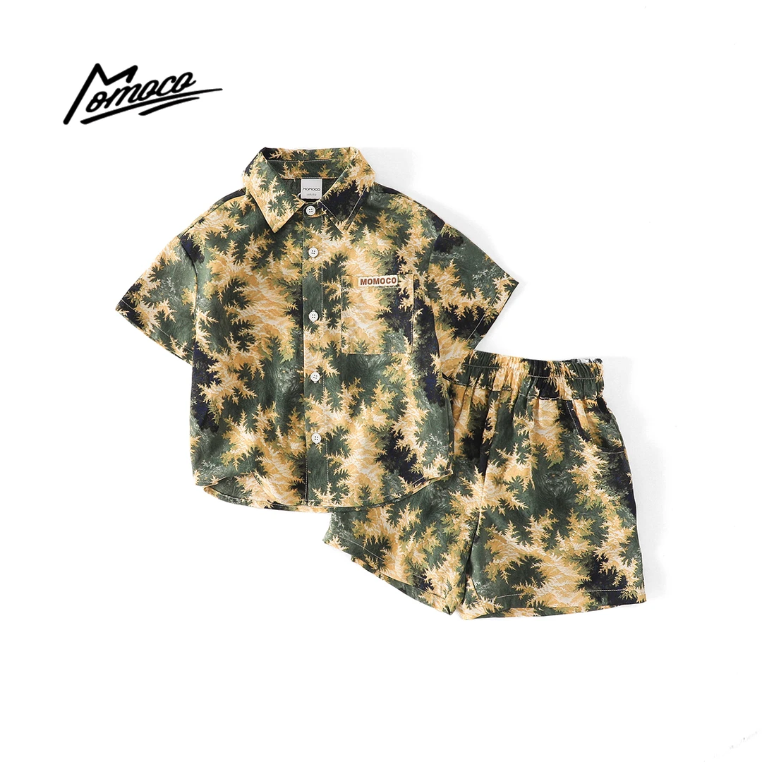 MOMOCO夏季男童旅游休闲度假风椰树短袖套装两件套77230578032