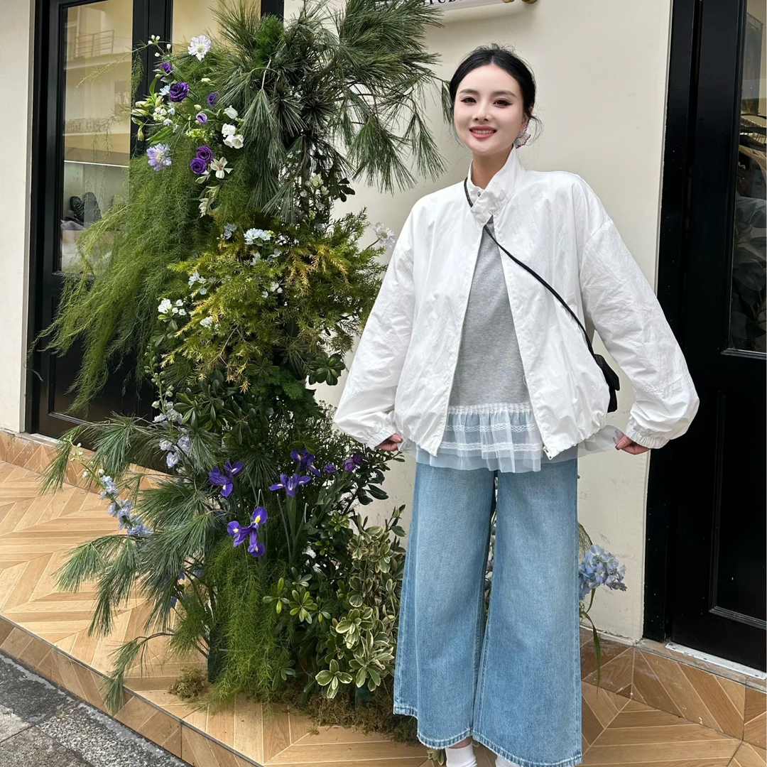 【氧气云雾】春夏轻薄简约宽松时尚纯色休闲百搭白色外套