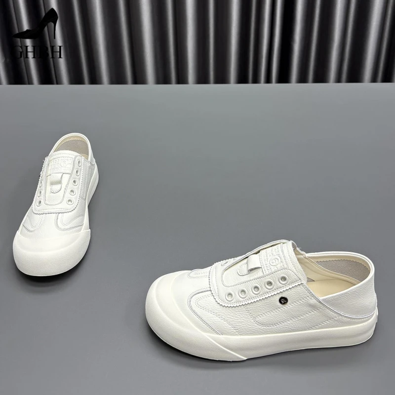 两穿小白鞋女2025秋季新款圆头松紧带厚底小众休闲 运动板鞋潮