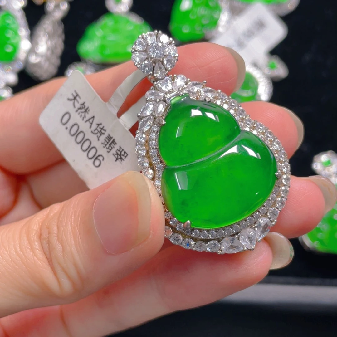 翡翠银S925镶嵌吊坠(不含链)轩*