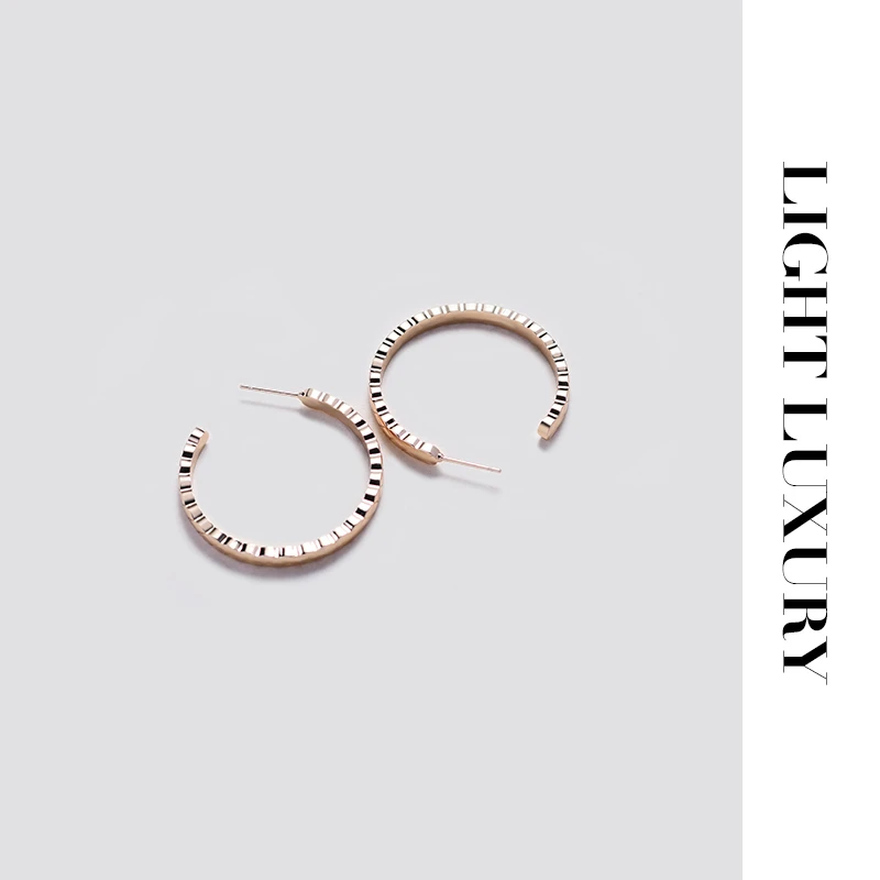 铜合金耳饰 507 小香无钻菱纹格耳圈 无钻版 女