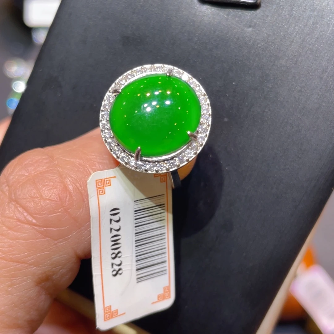 翡翠银S925镶嵌颈饰戒指