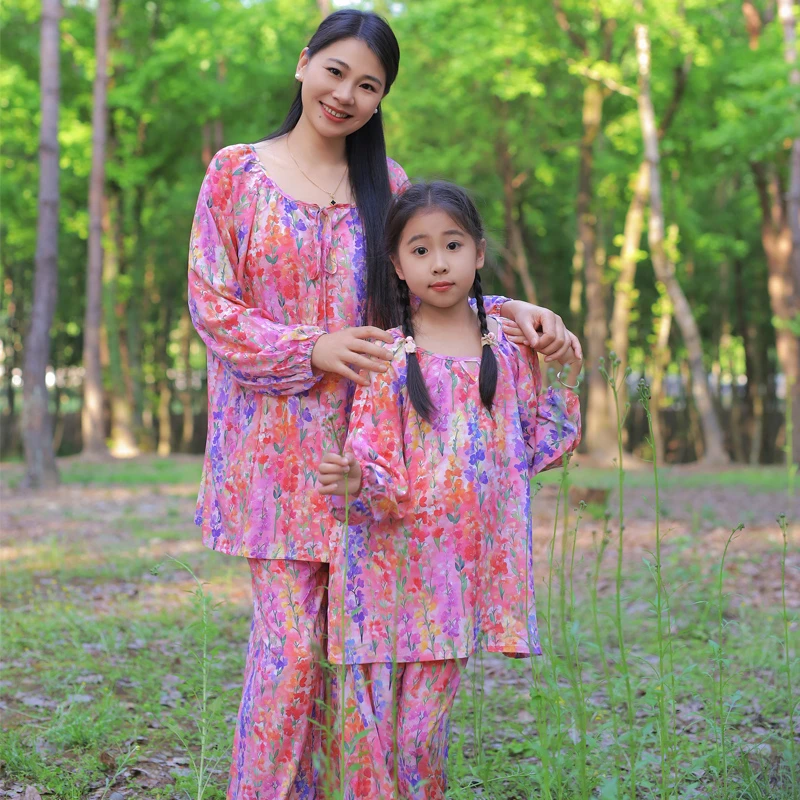 女童夏季睡衣套装5D裸眼印花工艺母女亲子装春夏季家居服宽松薄款