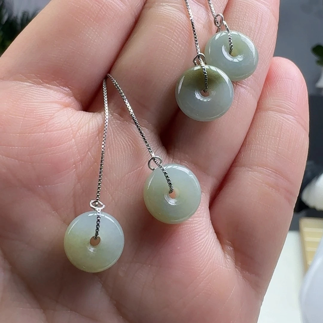 翡翠耳饰银S925镶嵌多样性发货其一