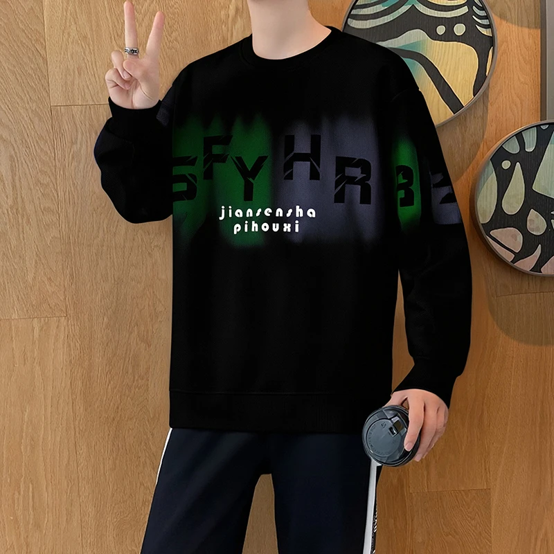 春秋季新款男士圆领卫衣青年潮流帅气宽松休闲长袖t恤学生上衣服