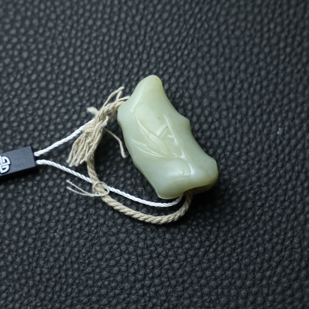 TCWWA07366清晚和田白玉竹节纹勒子