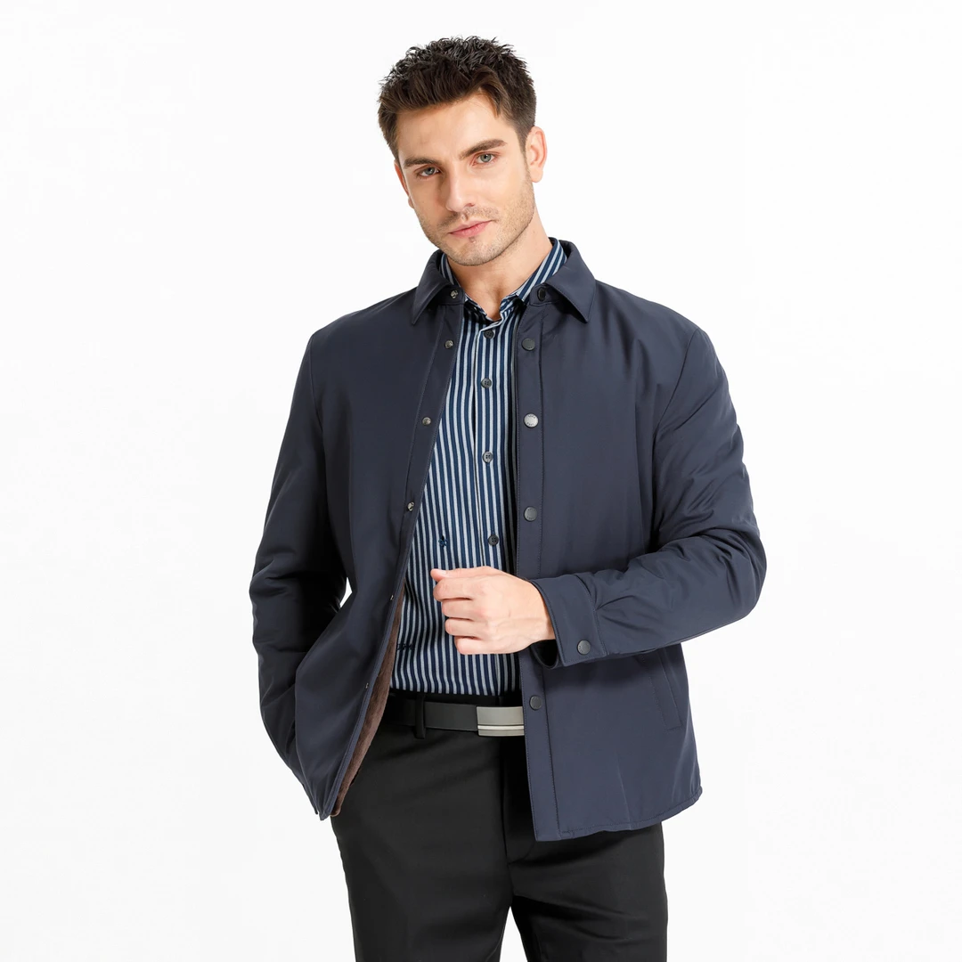 路卡迪龙【水獭毛皮内胆】秋冬保暖翻领商政外套不可拆161217202