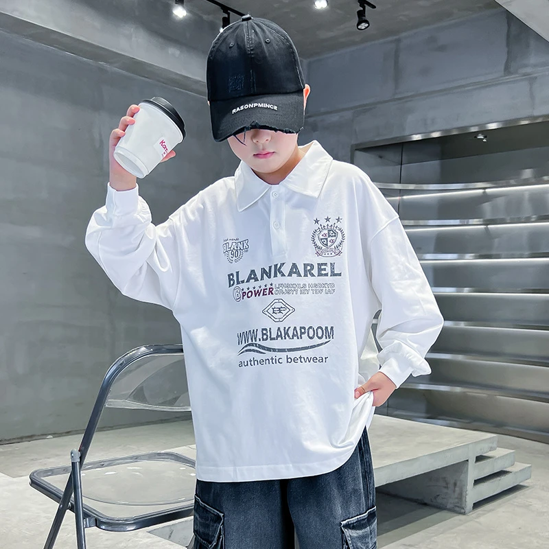 男童大码polo衫卫衣长袖T恤中大童纯棉韩版洋气青少年儿童上衣潮t