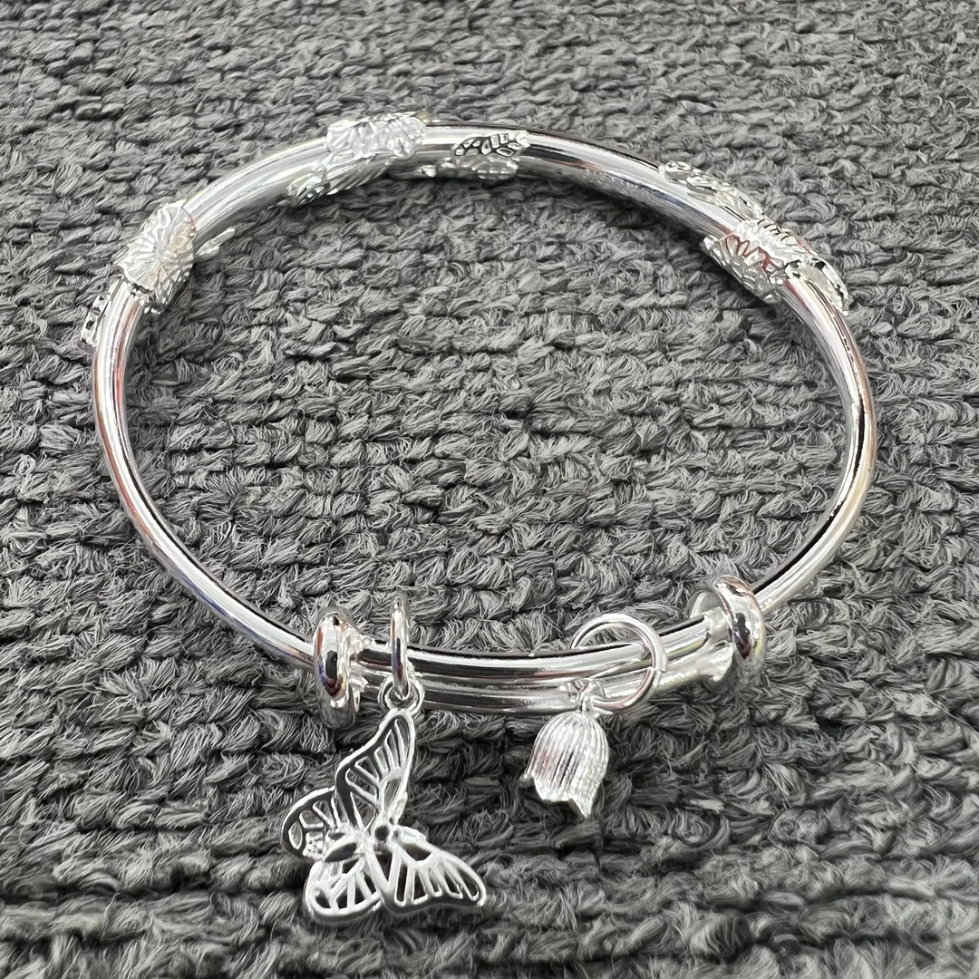 YZ085  精品时尚潮流百搭 花蝴蝶手环 银色手环无礼盒