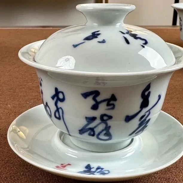 手工手绘陶瓷三才盖碗家用泡茶功夫茶具