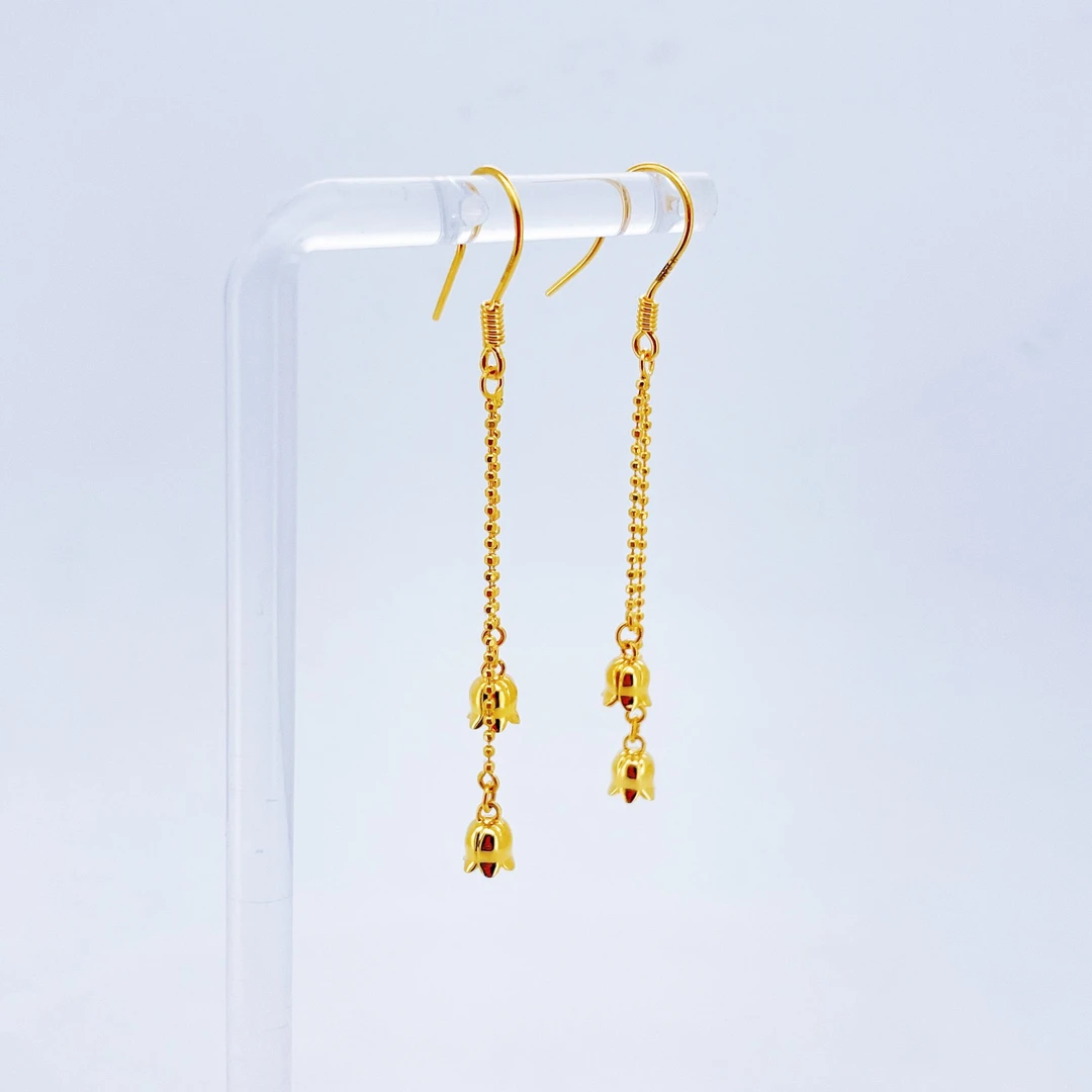 足金999黄金铃兰花金耳钩2.96 2522004201